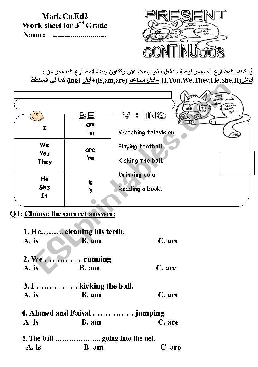 present continuous worksheet