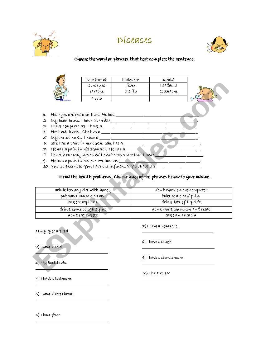 Illnesses worksheet