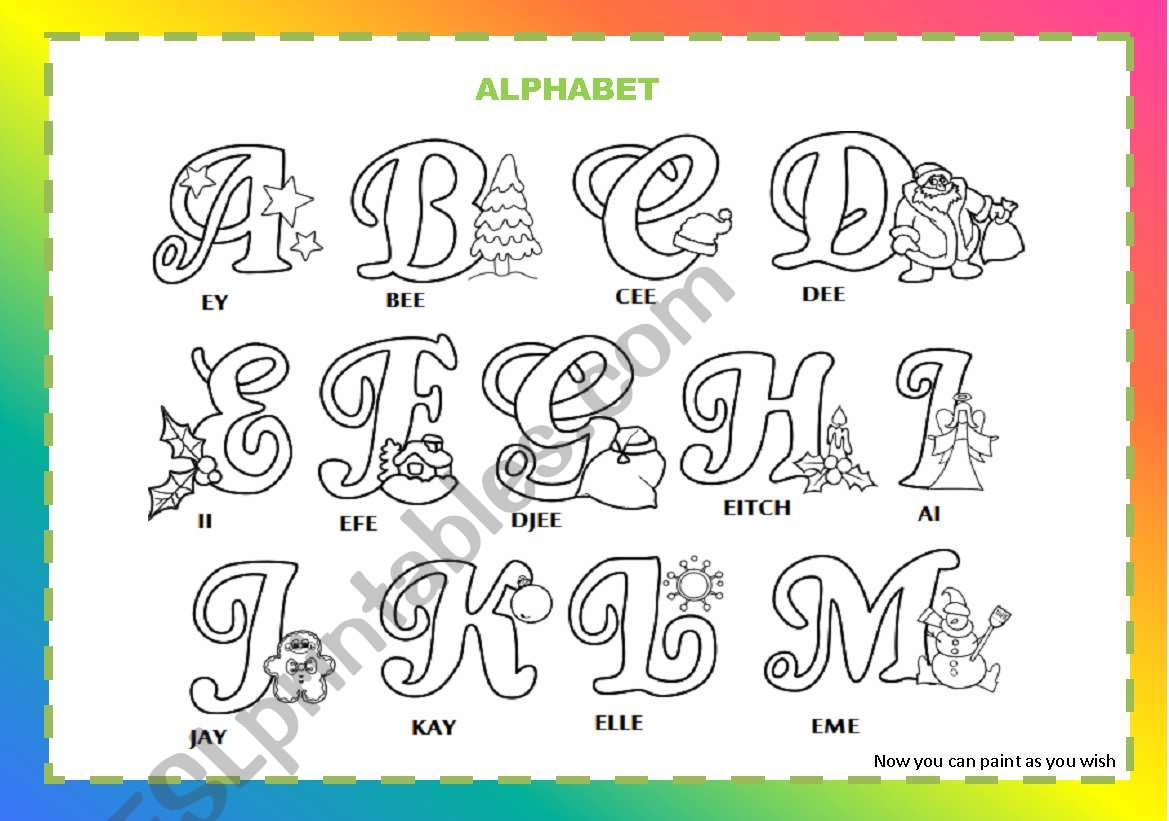Alphabet and colour worksheet