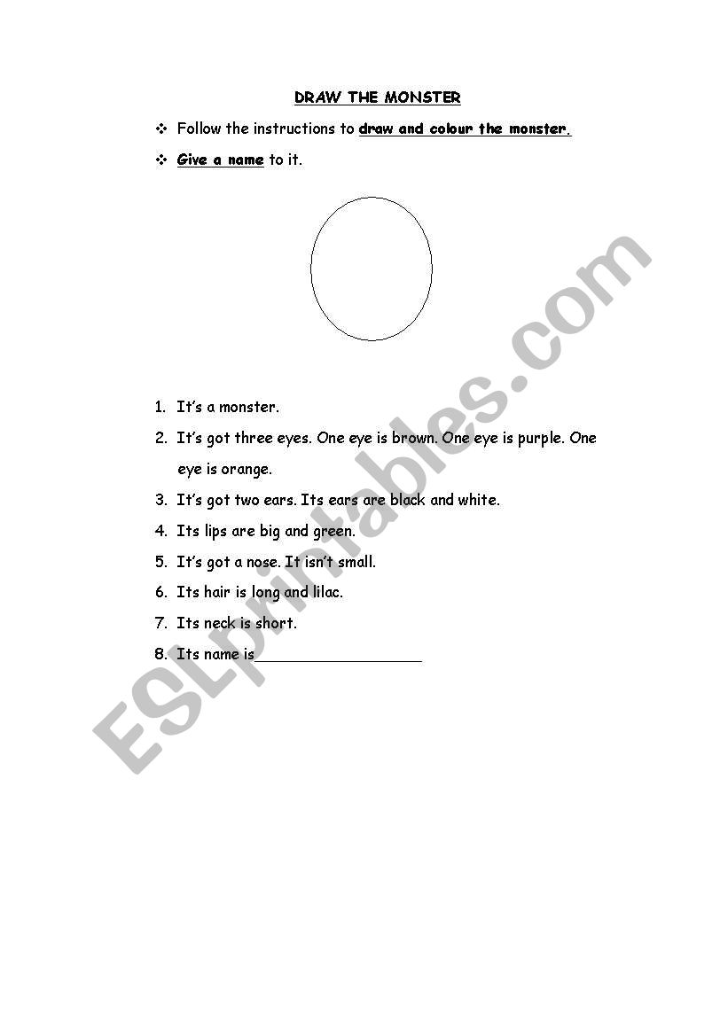 Monster drawing  worksheet