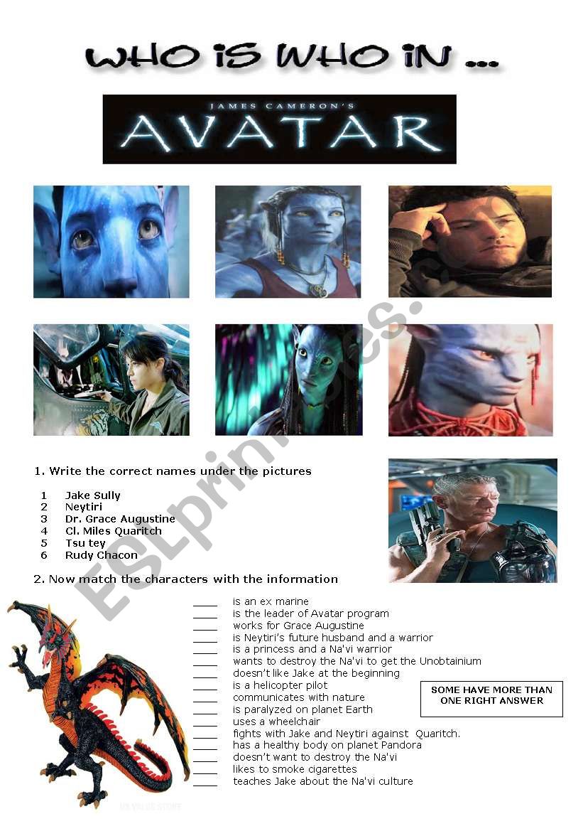 Avatar The Movie worksheet