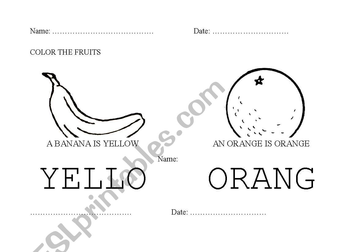 colours and fruits worksheet