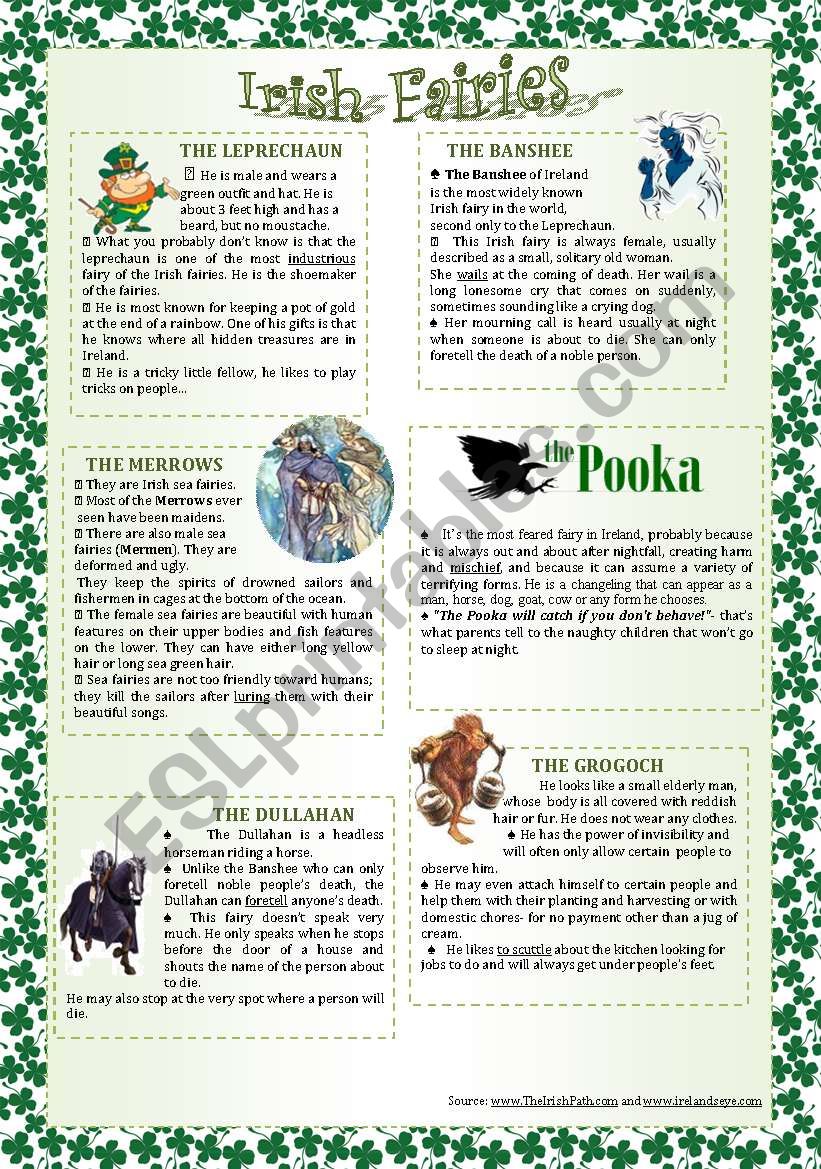 IRISH FAIRIES worksheet