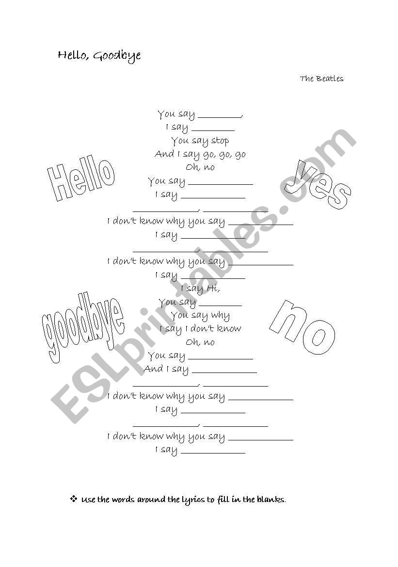 Hello, goodbye - The Beatles worksheet