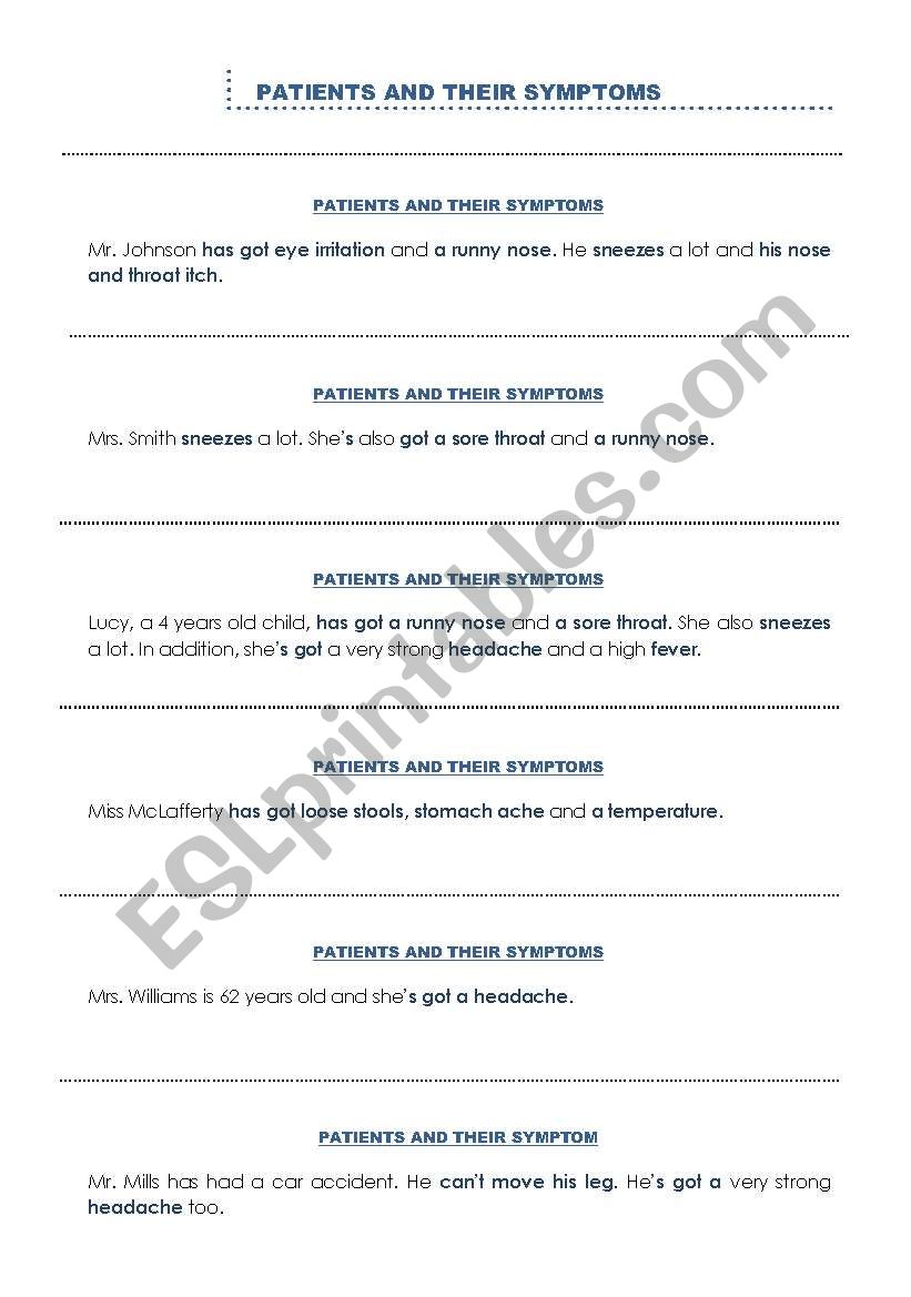 Illnesses -  speaking activity