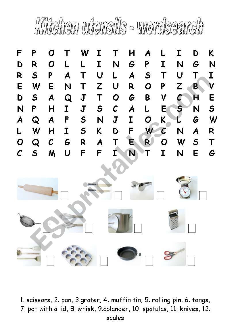 KITCHEN UTENSILS worksheet