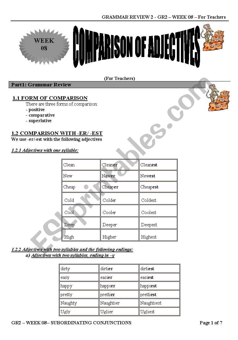 comparison of adjectives worksheet