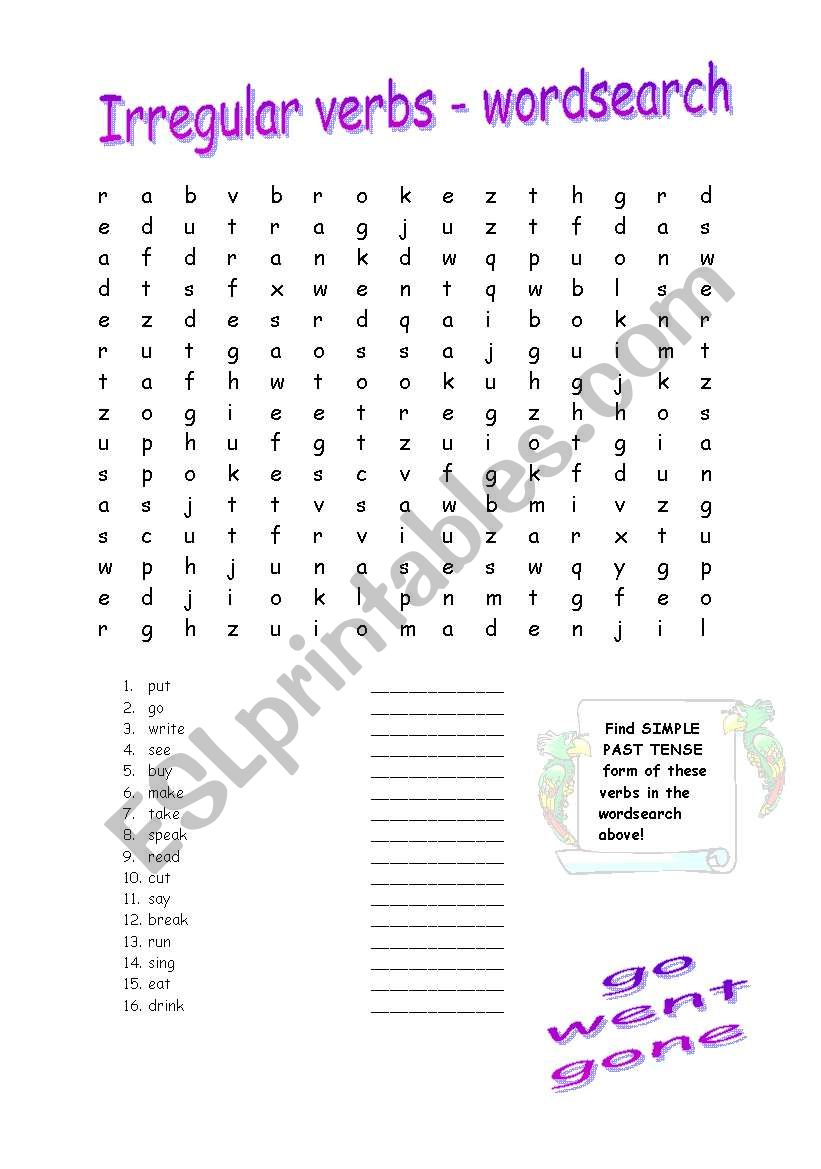 IRREGULAR VERBS worksheet