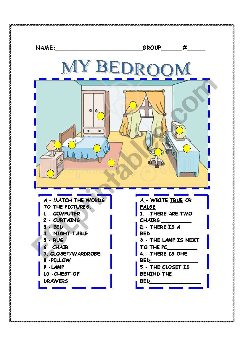 MY BEDROOM worksheet