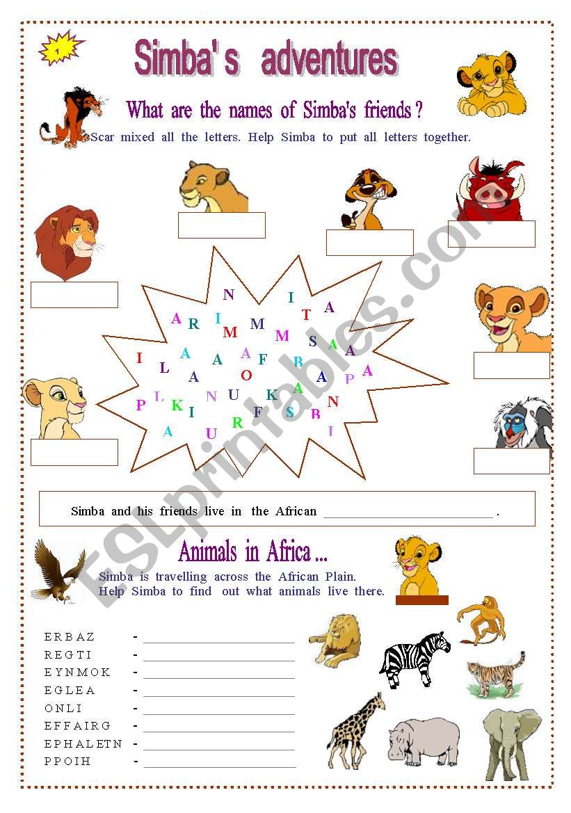 Animals worksheet