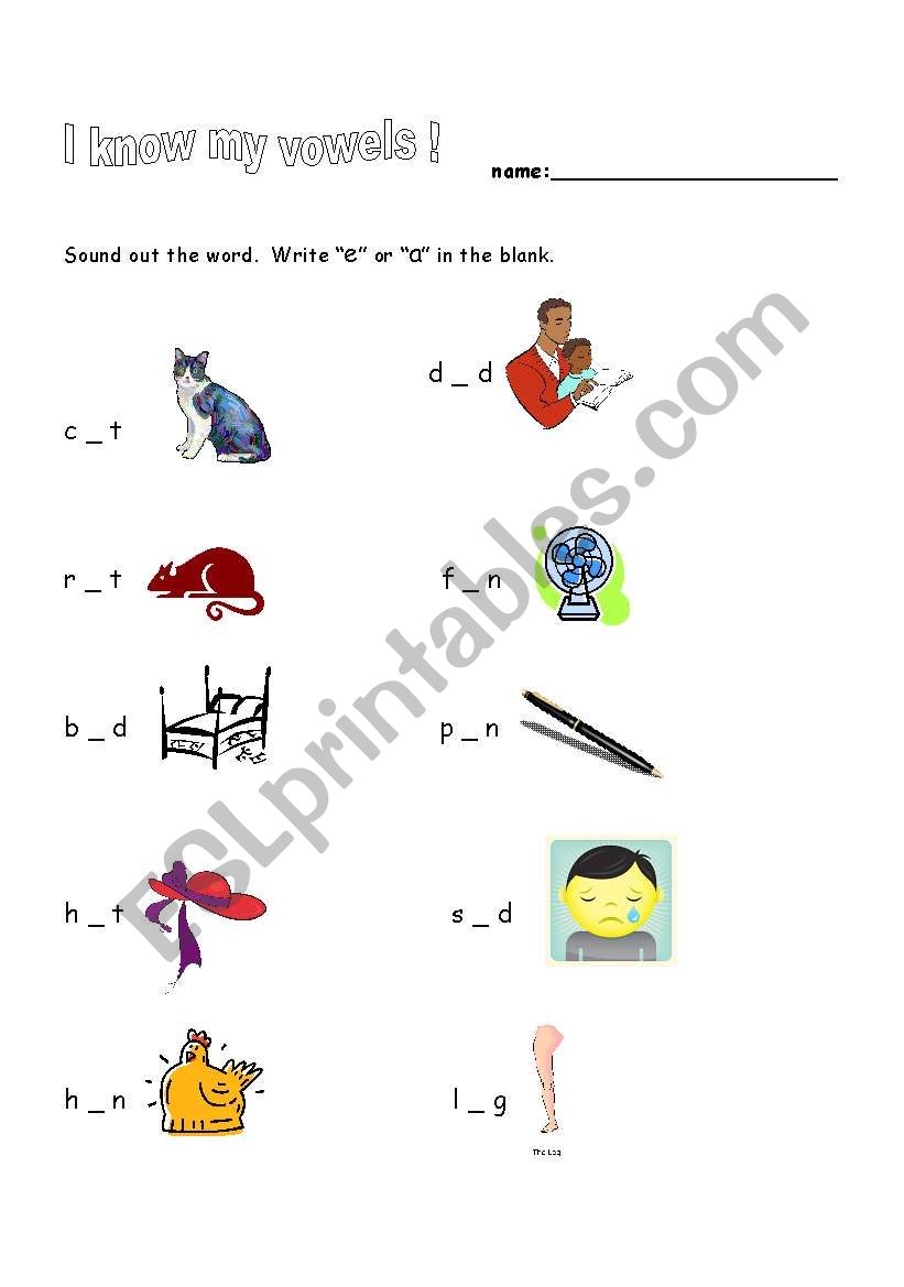 Short Vowels Worksheet worksheet