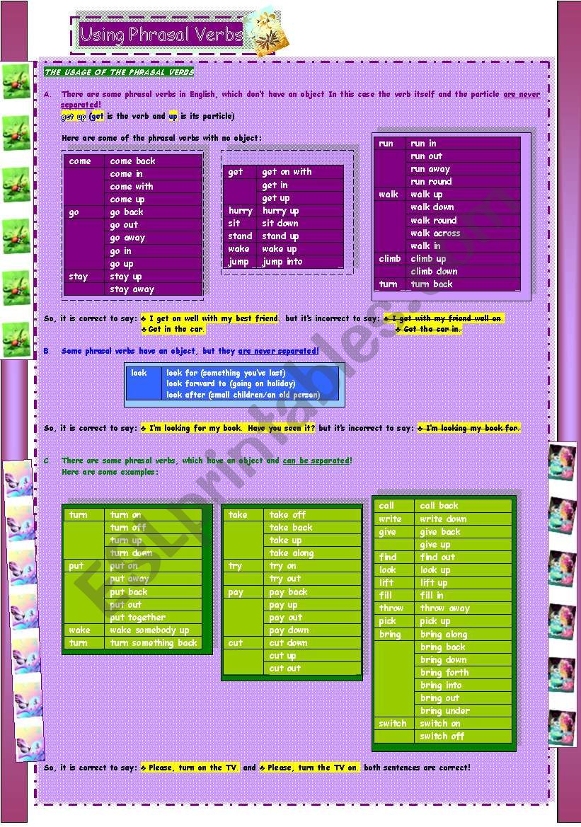 Phrasal Verbs worksheet