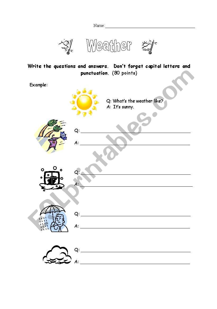 Weather and Temperatures Worksheet- 2 page