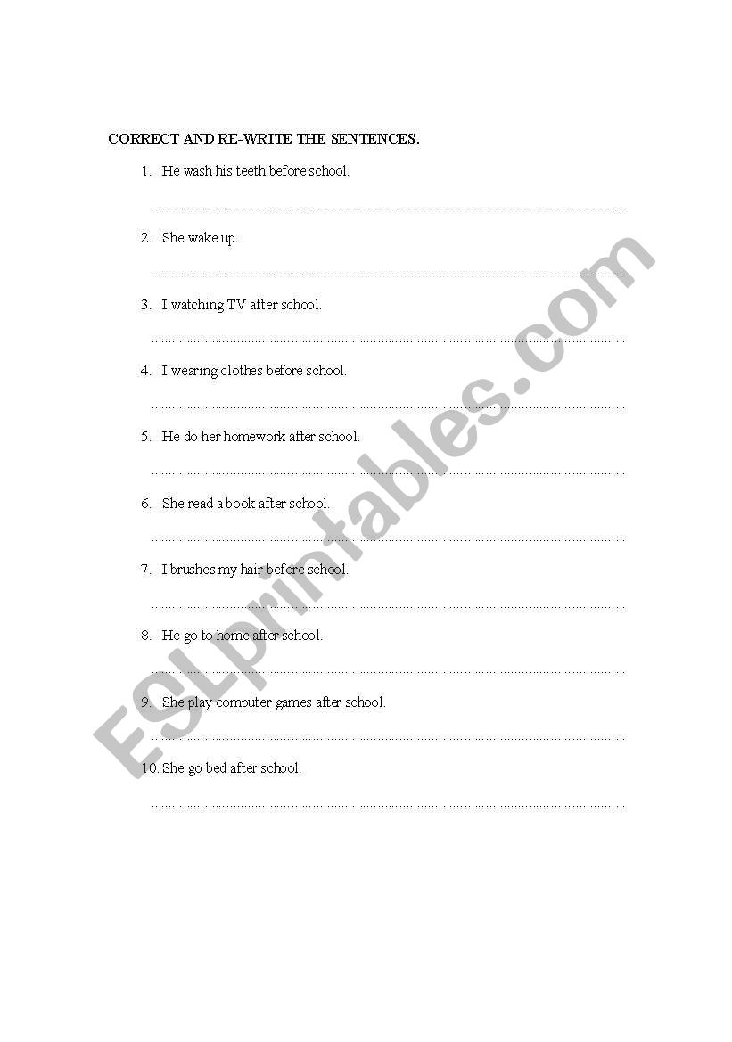SIMPLE PRESENT TENSE---CORRECT THE TEACHERS MISTAKES!!