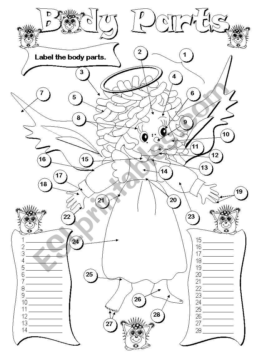 Body Parts (editable) worksheet