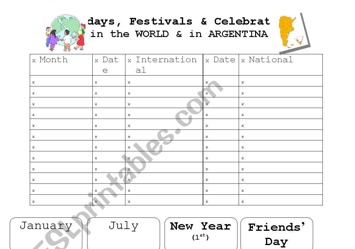 Holidays, Festivals and Celebrations in the World and in Argentina