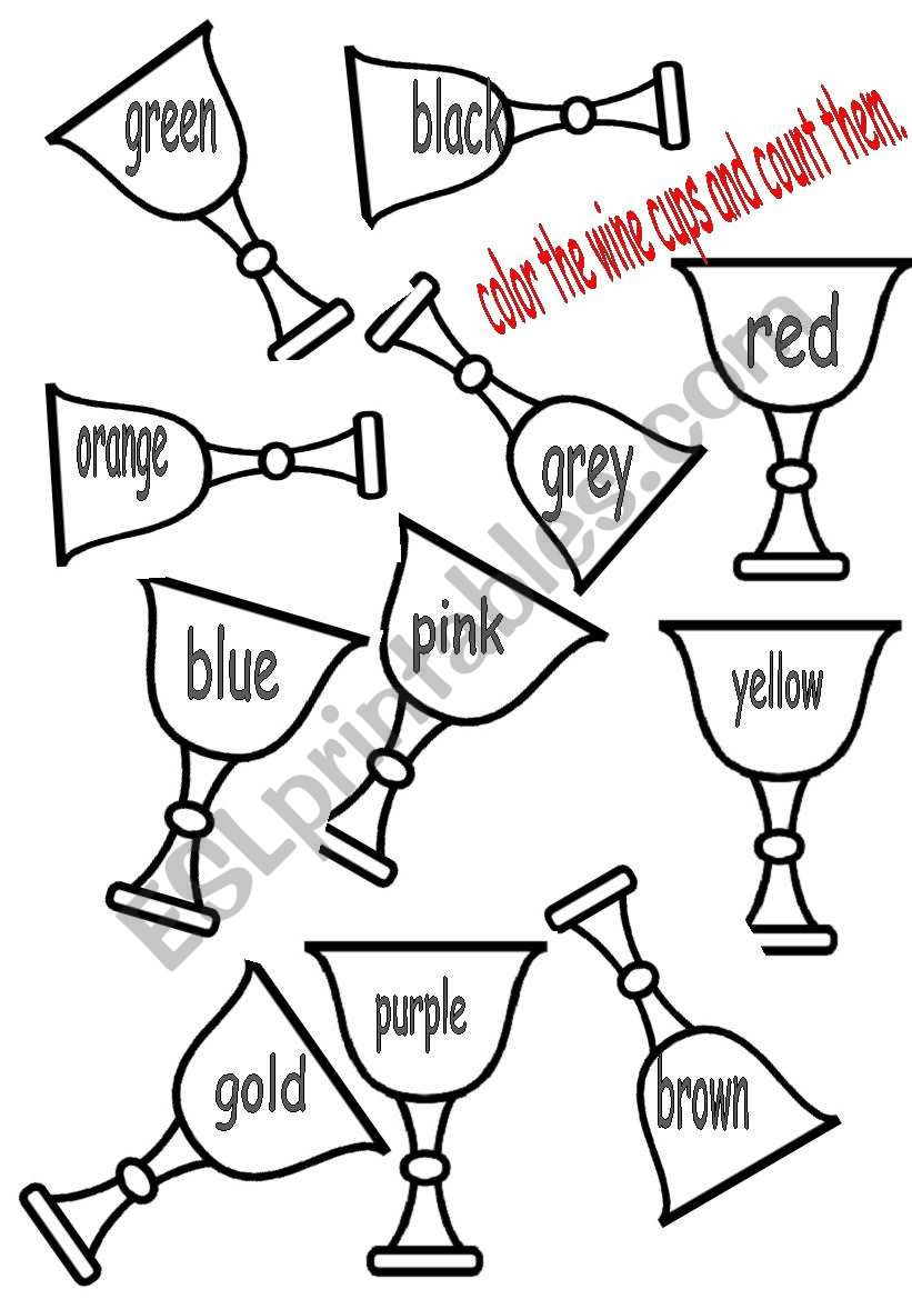 wine cups coloring page worksheet