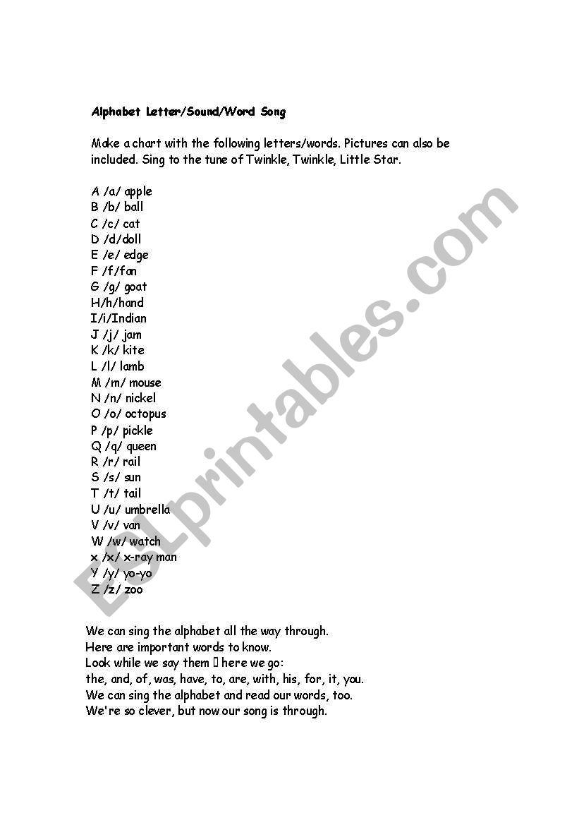 ALPHABET READING worksheet