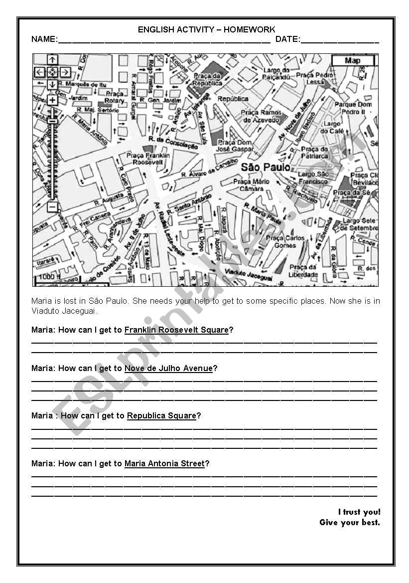 Maria is lost. worksheet