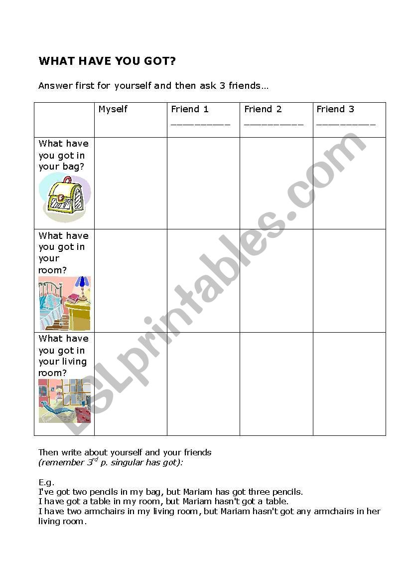 What have you got? Interview worksheet