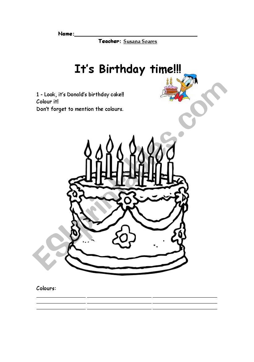 Birthday time! worksheet