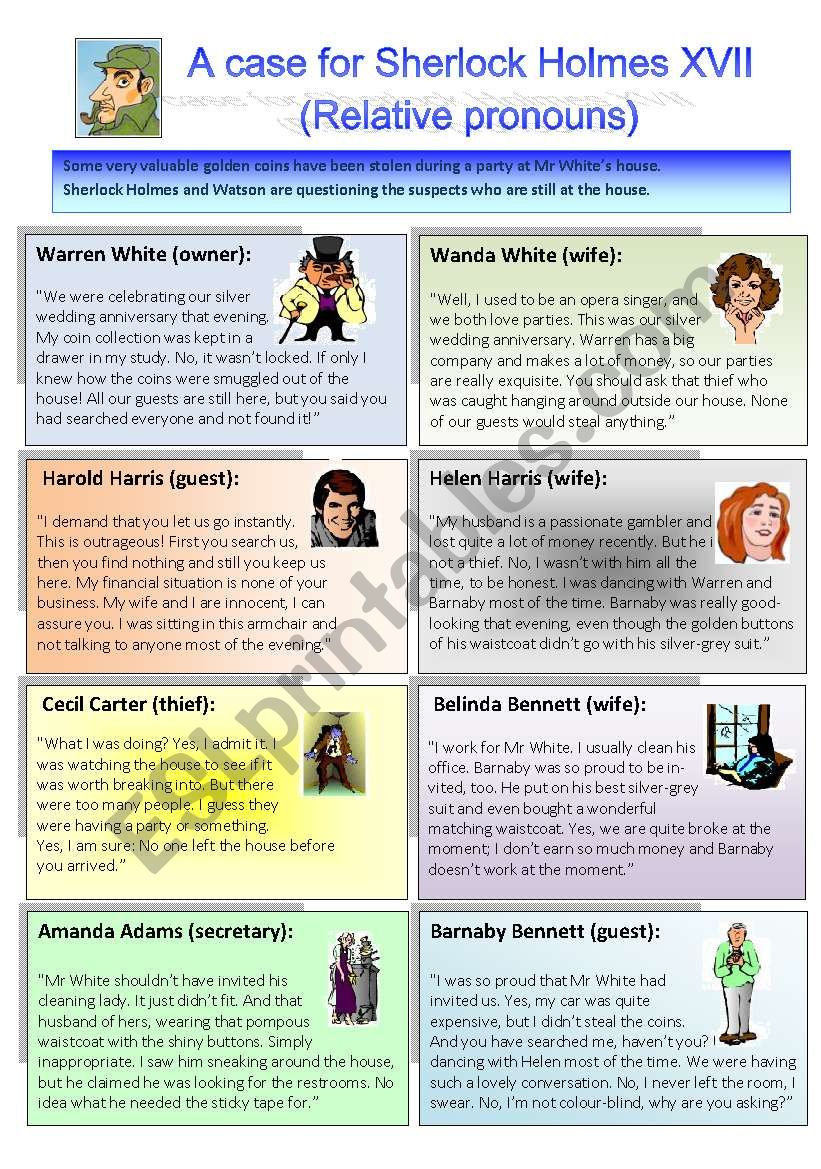 Sherlock Holmes case XVII: Relative pronouns