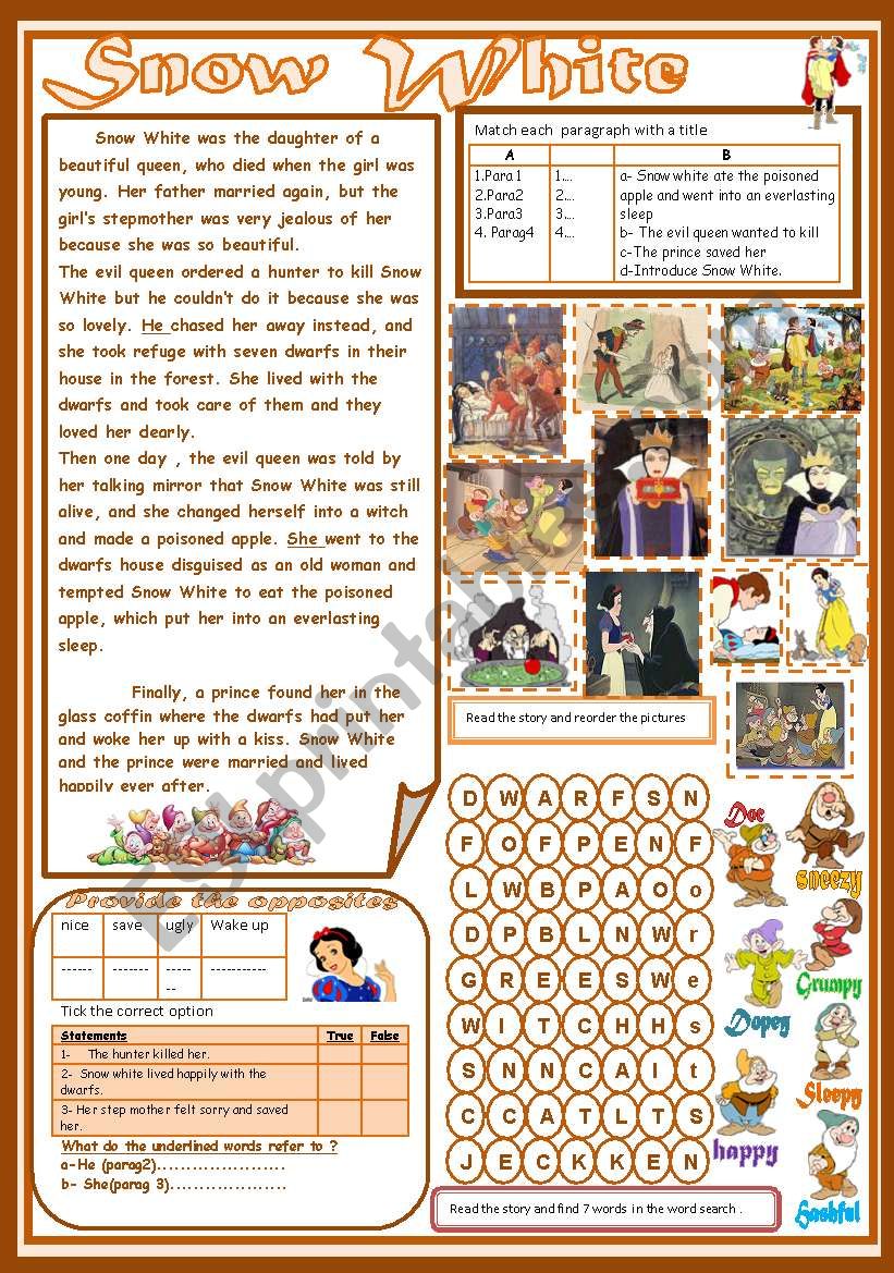 Snow White worksheet