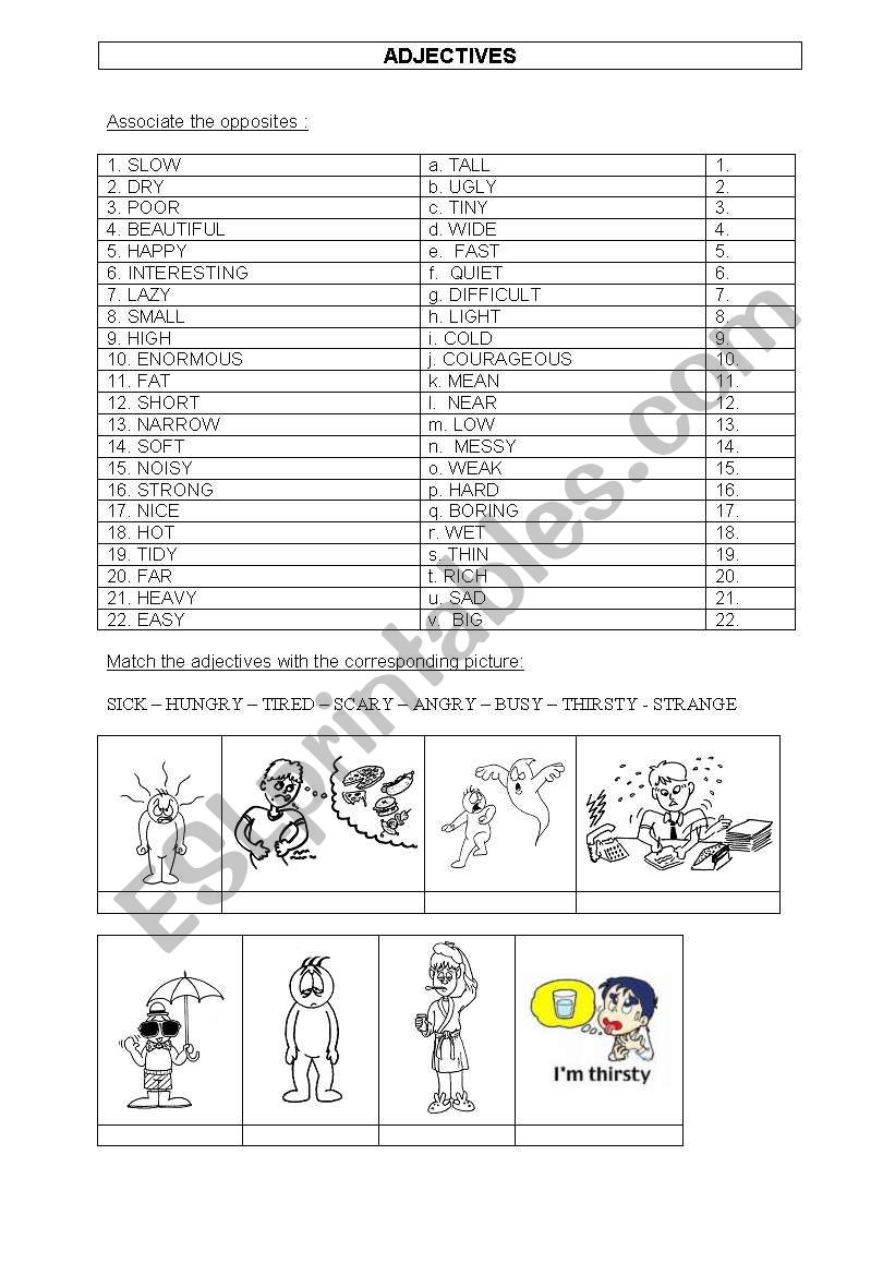 adjectives worksheet