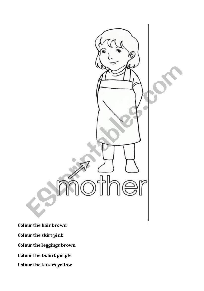 Family and colours worksheet