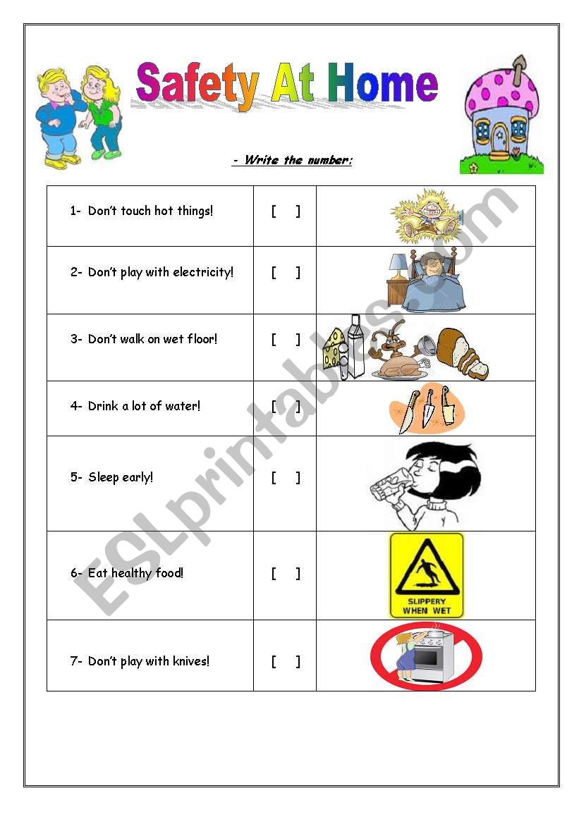 Safety at Home worksheet