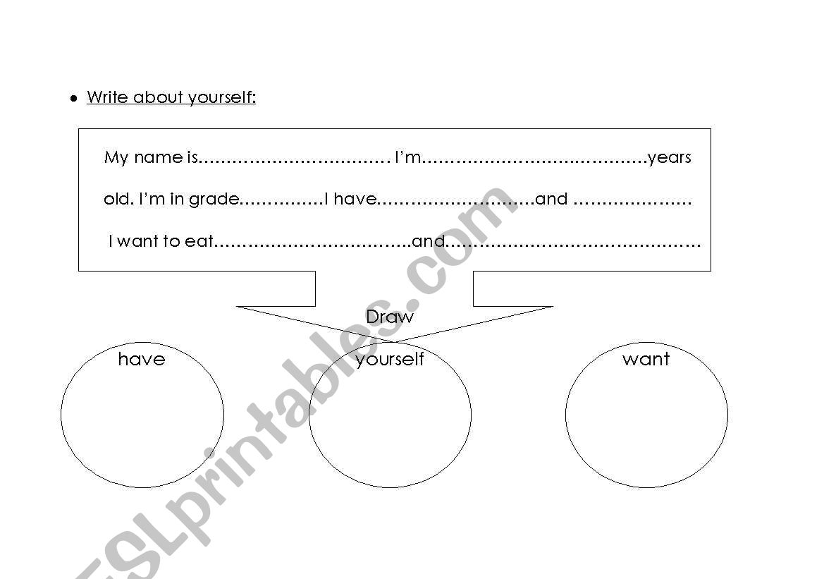 about myself worksheet