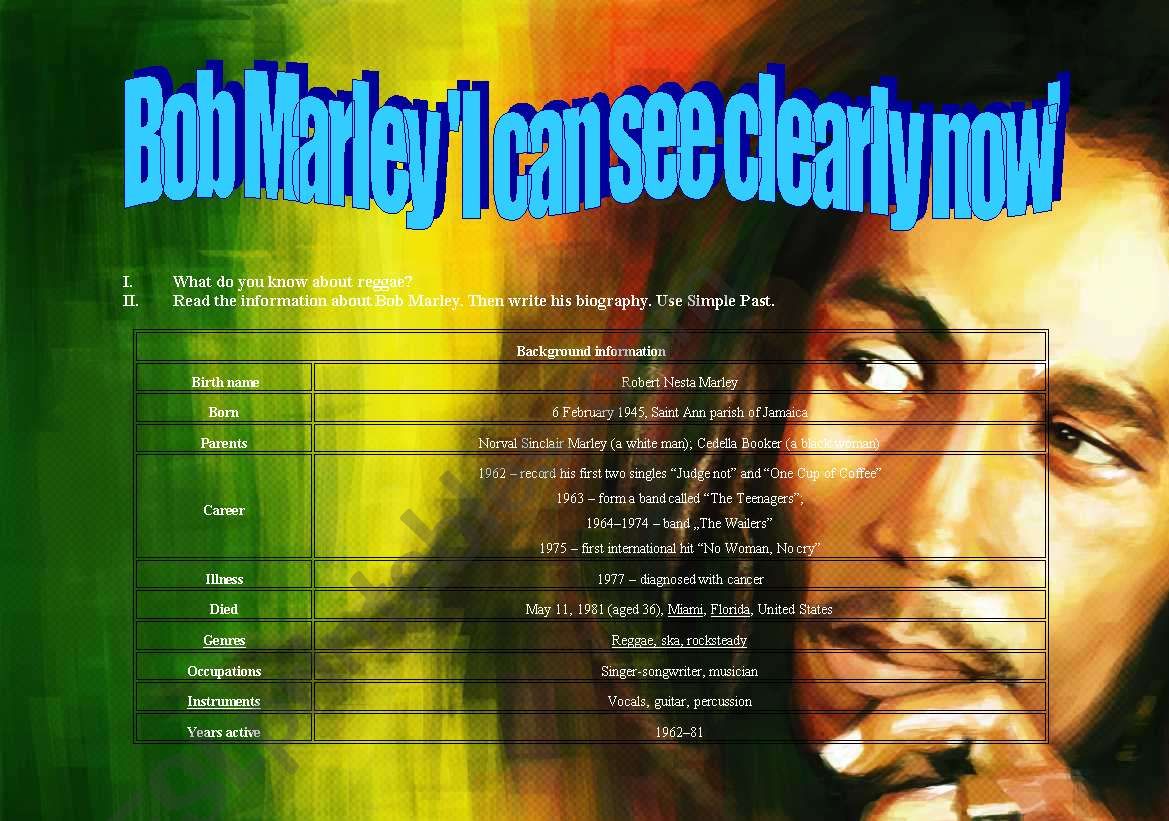 BOB MARLEY  worksheet