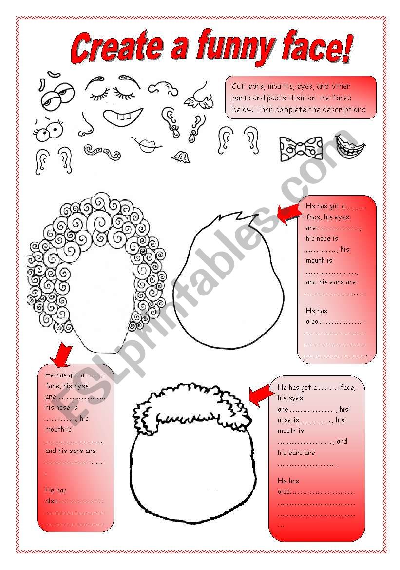 Create a funny face!!!!! worksheet