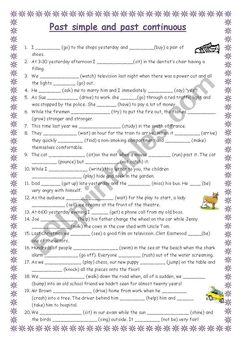 Past Simple versus Continuous worksheet