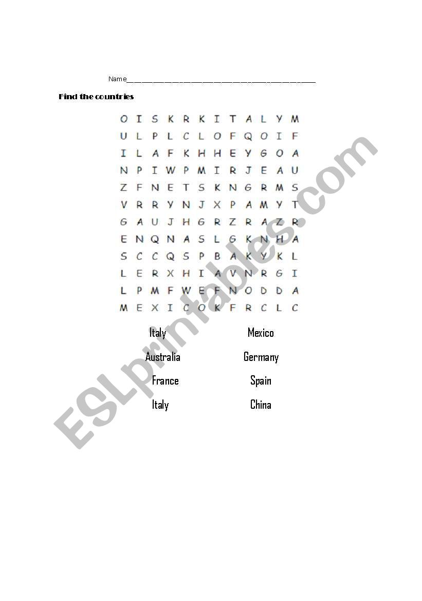 countries wordsearcher worksheet