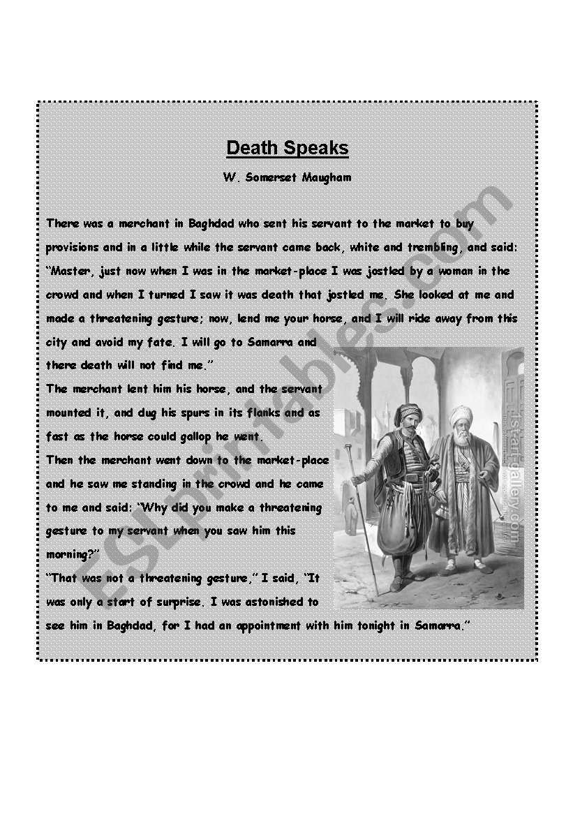 Death Speaks worksheet