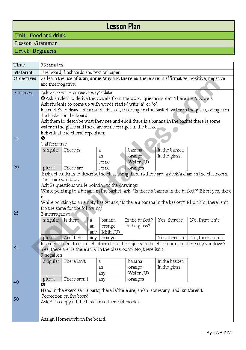 Lesson plan  worksheet