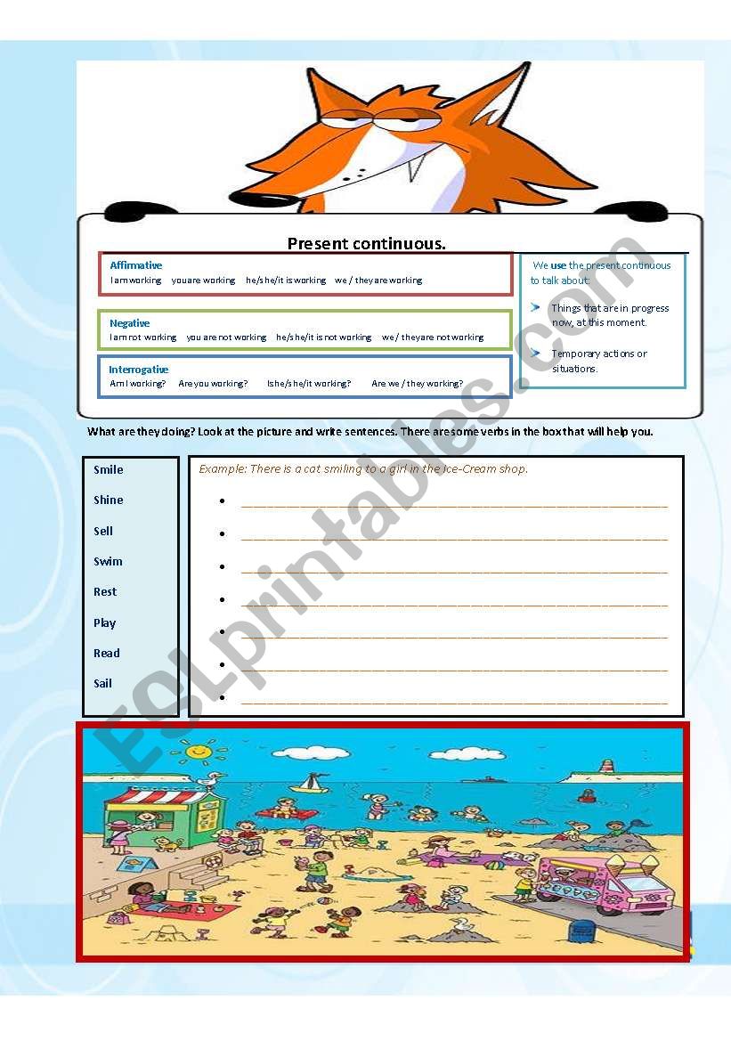 Present Continuous WorkSheet worksheet