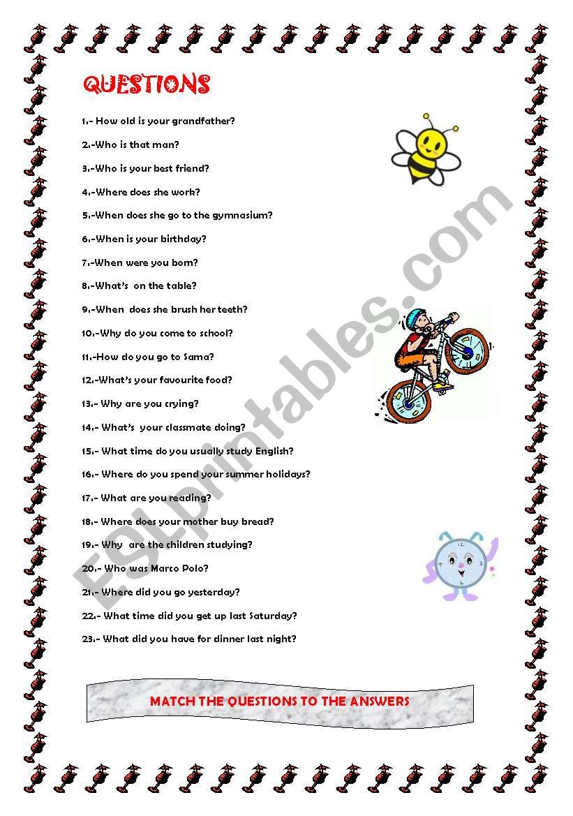 QUESTIONS AND ANSWERS worksheet