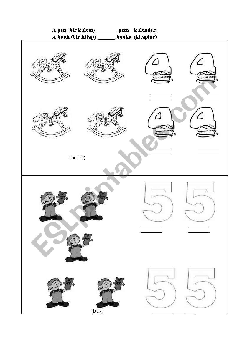 singular-plural with numbers worksheet