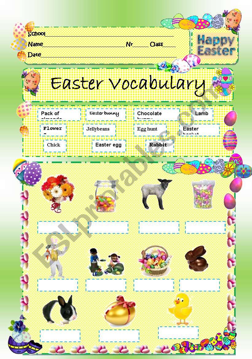 Easter vocabulary worksheet