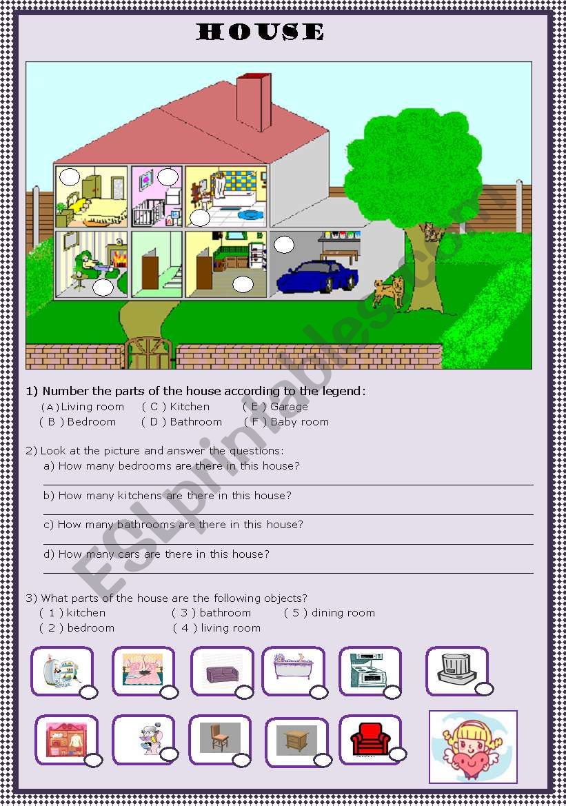 PARTS OF THE HOUSE worksheet