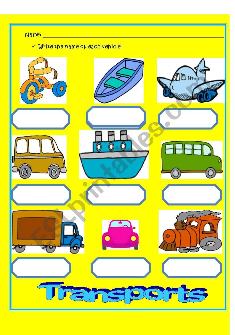 Transports! worksheet