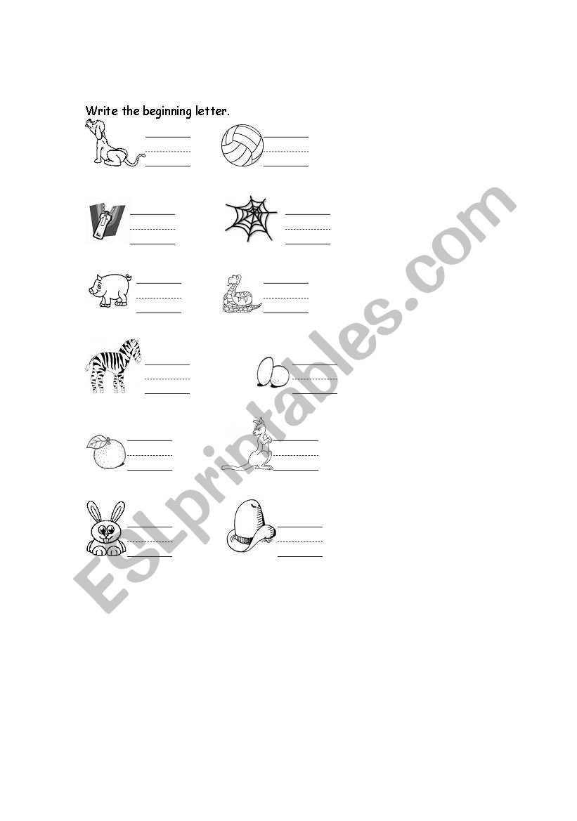 Beginning Letter worksheet