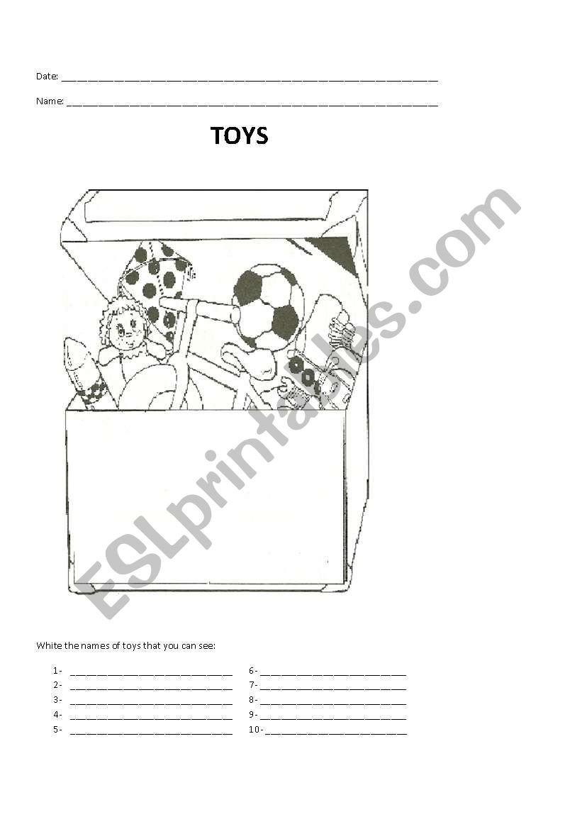 Toys worksheet