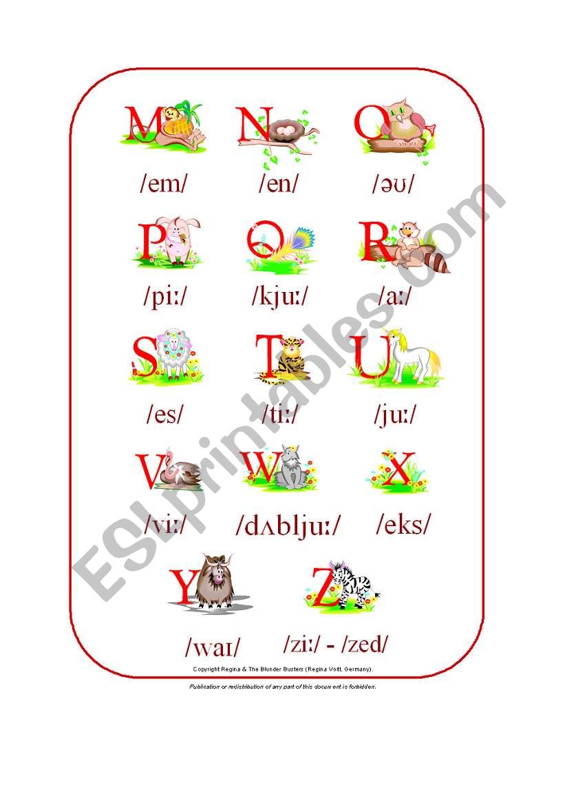 My Phonetic Animal Alphabet Poster 2/2 (by blunderbuster)