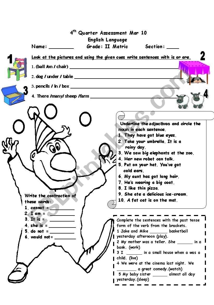 ItÂ´s an  Eng assessment worksheet