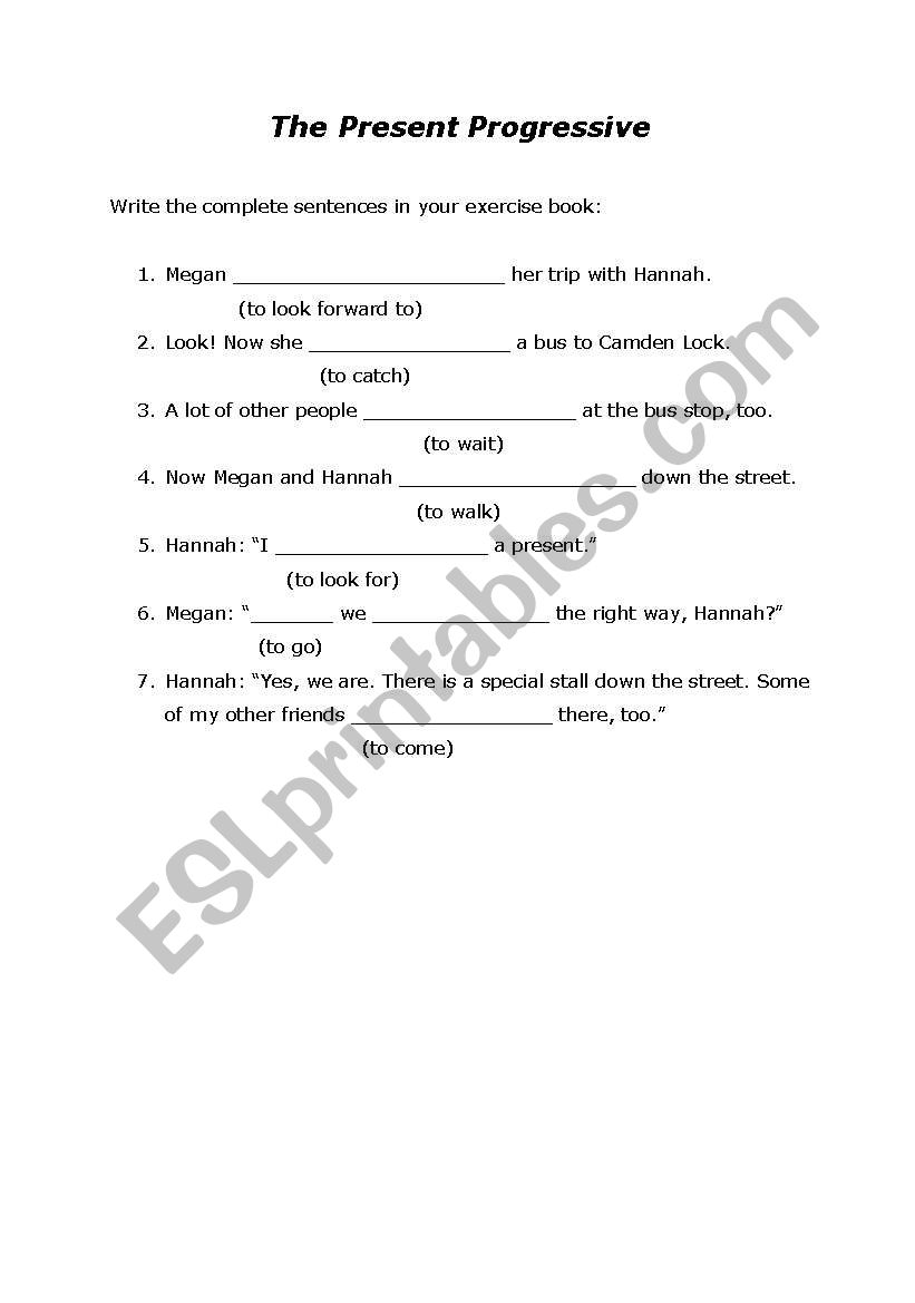 The Present Progressive worksheet