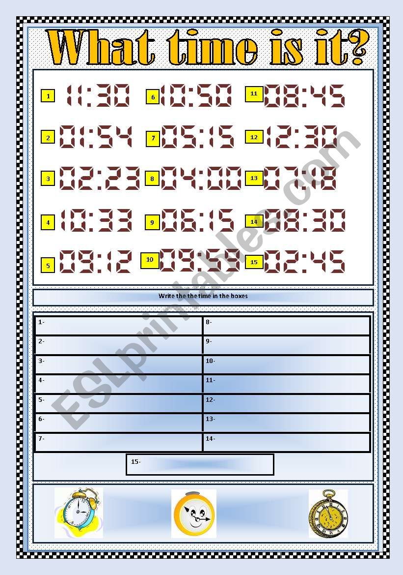 WHAT TIME IS IT? worksheet