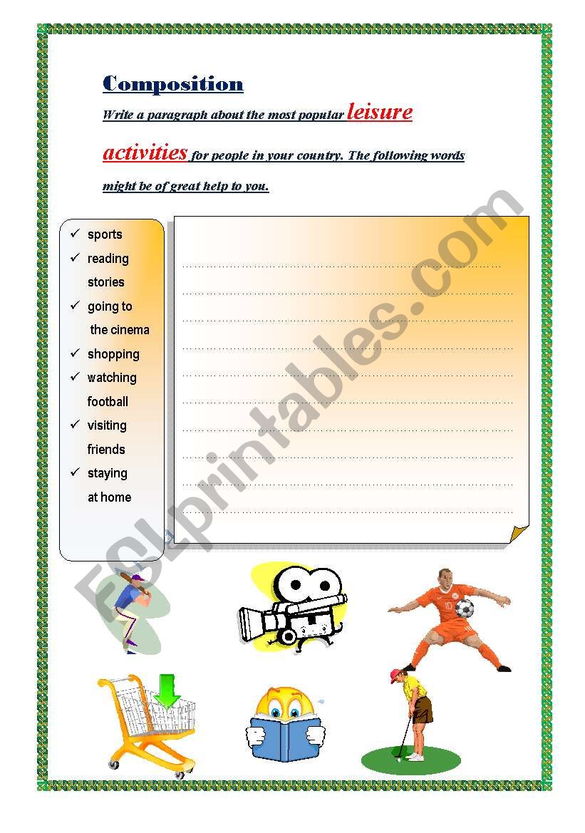 leisure activities worksheet